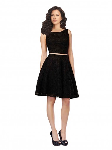 Site de Comprimento Joelho Sem Mangas Renda Preto Linha A Sem Mangas Vestidos de Madrinha / Vestidos de Cocktail / Vestidos de Homecoming