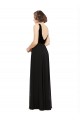 Site de Comprimento Chão Sem Mangas Chiffon & Veludo Preto Linha A Vestidos de Madrinha / Vestidos de Festa