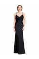 Site de Comprimento Chão Sem Mangas Crepe Esticado Preto Sereia Vestidos de Madrinha / Vestidos de Festa