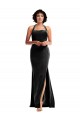 Site de Comprimento Chão Sem Mangas Veludo Elástico Preto Sereia Vestidos de Madrinha / Vestidos de Noite / Vestidos de Festa