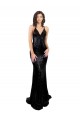 Site de Comprimento Chão Sem Mangas Lantejoulas Preto Sereia Vestidos de Madrinha / Vestidos de Noite / Vestidos de Festa