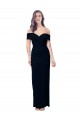 Site de Comprimento Chão Sem Mangas Crepe Esticado Preto Sereia Sem Mangas Fora do Ombro Vestidos de Madrinha / Vestidos de Noite / Vestidos de Festa