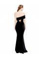 Site de Comprimento Chão Sem Mangas Crepe Esticado Preto Sereia Sem Mangas Um Ombro Vestidos de Madrinha / Vestidos de Noite / Vestidos de Festa