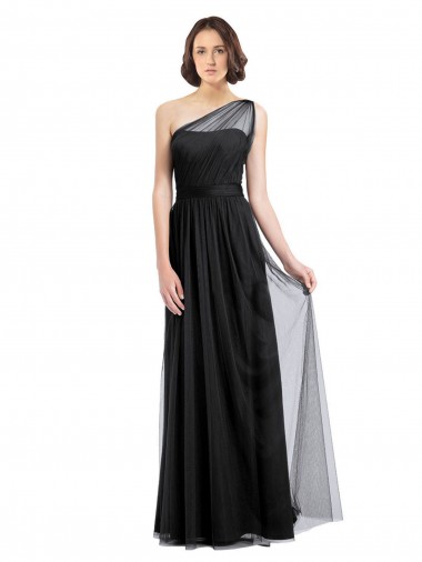 Site de Comprimento Chão Sem Mangas Tule Preto Linha A Vestido Formais / Vestido de Madrinha