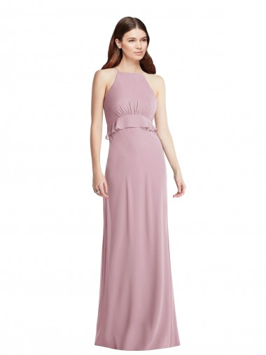 Site de Comprimento Chão Sem Mangas Chiffon Prímula Linha A Vestidos de Madrinha