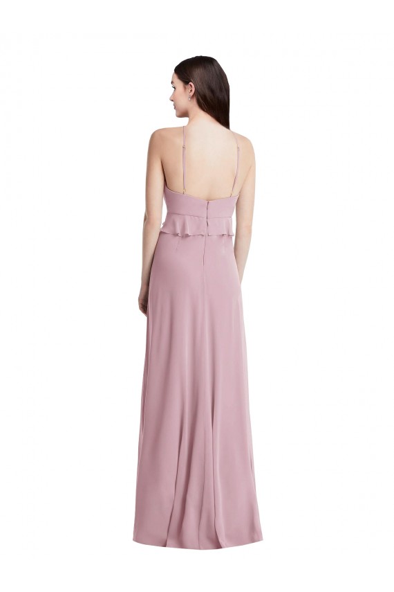 Site de Comprimento Chão Sem Mangas Chiffon Prímula Linha A Vestidos de Madrinha