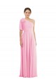 Site de Comprimento Chão Sem Mangas Chiffon Quase Rosa Trombeta Vestidos de Madrinha