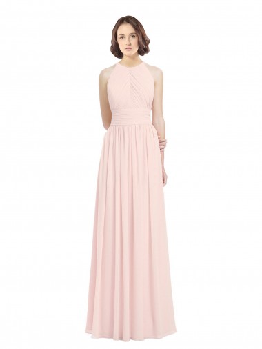 Site de Comprimento Chão Sem Mangas Chiffon Rosa 42# Linha A Vestidos de Madrinha