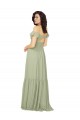 Site de Comprimento Chão Ombro Frio Chiffon Açafrão Linha A Vestidos de Madrinha