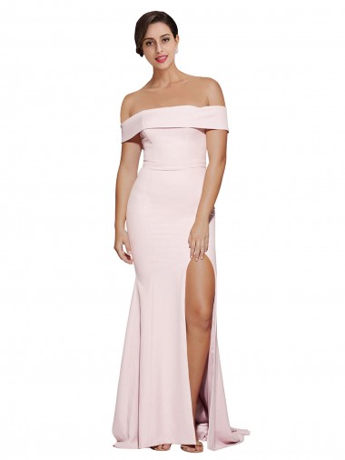 Site de Comboio Varredela Sem Mangas Crepe Esticado Rosa Bainha Vestidos de Madrinha / Vestidos de Noite / Vestidos de Festa