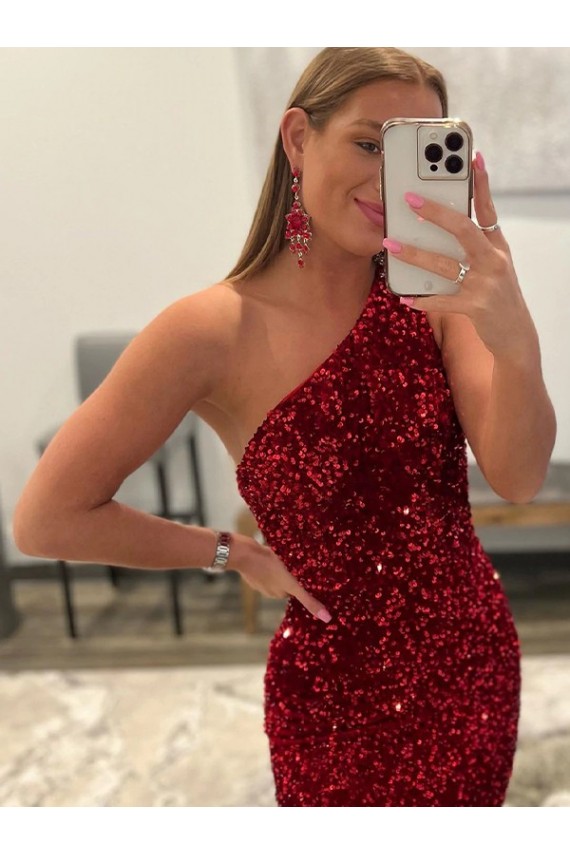 Site de Comboio Varredela Sem Mangas Lantejoulas Veludo Rosa Bainha Vestidos de Festa