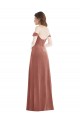 Site de Comprimento Chão Sem Mangas Veludo Elástico Rosa Canela Linha A Vestido de Madrinha / Vestido de Festa