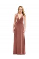 Site de Comprimento Chão Sem Mangas Veludo Elástico Rosa Canela Linha A Sem Mangas Vestidos de Madrinha / Vestidos de Noite / Vestidos de Festa