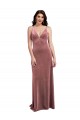 Site de Comprimento Chão Sem Mangas Veludo Elástico Rosa Canela Linha A Vestidos de Madrinha / Vestidos de Noite / Vestidos de Festa