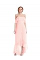 Site de Alto Baixo Sem Mangas Chiffon Rosa Linha A Sem Mangas Alto Baixo, Vestidos de Madrinha