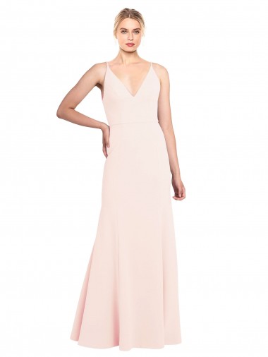 Site de Comprimento Chão Sem Mangas Crepe Esticado Rosa Linha A Vestidos de Madrinha / Vestidos de Noite / Vestidos de Festa