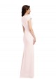 Site de Comprimento Chão Mangas Curtas Crepe Esticado Rosa Linha A Vestidos de Madrinha / Vestidos de Noite / Vestidos de Festa