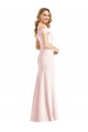 Site de Comprimento Chão Sem Mangas Crepe Esticado Rosa Trombeta Sem Mangas Fora do Ombro Vestidos de Madrinha / Vestidos de Noite / Vestidos de Festa