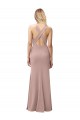 Site de Comprimento Chão Sem Mangas Crepe Esticado Rosa Empoeirado Bainha Vestidos de Madrinha / Vestidos de Festa