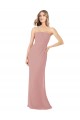 Site de Comprimento Chão Sem Mangas Chiffon Rosa Empoeirado Bainha Vestidos de Madrinha