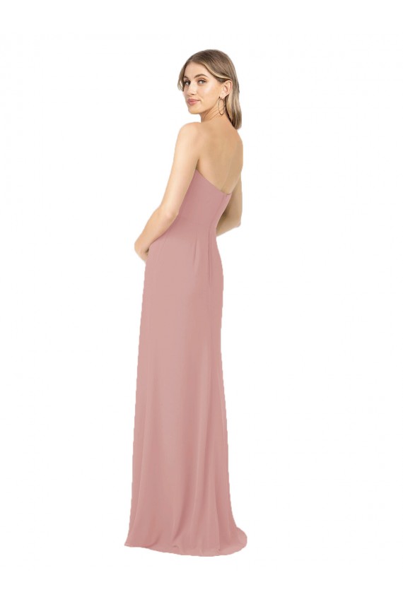 Site de Comprimento Chão Sem Mangas Chiffon Rosa Empoeirado Bainha Vestidos de Madrinha