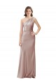 Site de Comprimento Chão Sem Mangas Cetim Elástico Rosa Empoeirado Bainha Vestidos de Madrinha / Vestidos de Noite / Vestidos de Festa