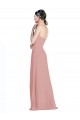 Site de Comprimento Chão Sem Mangas Chiffon Rosa Empoeirado Linha A Sem Mangas Amor Vestidos de Madrinha