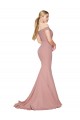 Site de Comboio Varredela Sem Mangas Crepe Esticado Rosa Empoeirado Sereia Vestidos de Madrinha / Vestidos de Noite / Vestidos de Festa