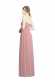 Site de Comprimento Chão Sem Mangas Chiffon Rosa Empoeirado Linha A Vestidos de Madrinha / Vestidos de Noite