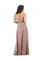 Site de Comprimento Chão Sem Mangas Cetim Sedoso Rosa Empoeirado Linha A Vestidos de Madrinha / Vestidos de Noite