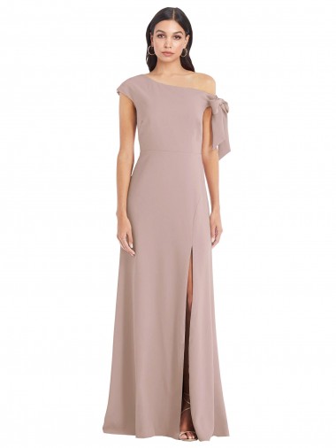 Site de Comprimento Chão Sem Mangas Crepe Esticado Rosa Empoeirado Linha A Vestidos de Madrinha / Vestidos de Noite / Vestidos de Festa