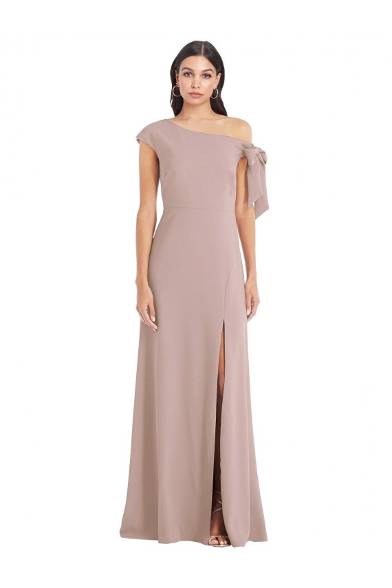Site de Comprimento Chão Sem Mangas Crepe Esticado Rosa Empoeirado Linha A Vestidos de Madrinha / Vestidos de Noite / Vestidos de Festa