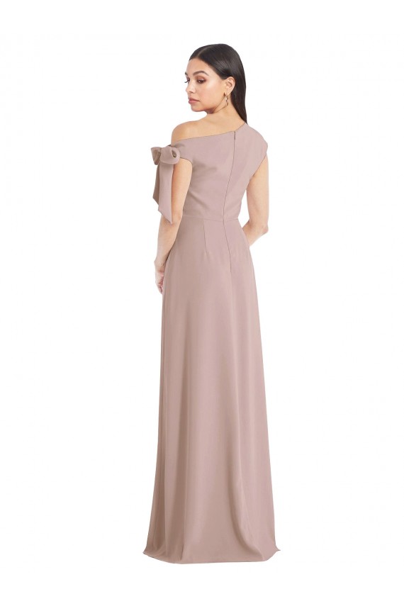 Site de Comprimento Chão Sem Mangas Crepe Esticado Rosa Empoeirado Linha A Vestidos de Madrinha / Vestidos de Noite / Vestidos de Festa