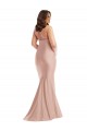 Site de Comprimento Chão Sem Mangas Cetim Sedoso Rosa Empoeirado Sereia Vestidos de Madrinha / Vestidos de Noite / Vestidos de Festa
