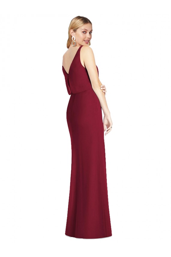 Site de Comprimento Chão Sem Mangas Chiffon Rosa Empoeirado Sereia Vestidos de Madrinha