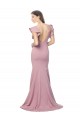 Site de Comboio Varredela Mangas Esvoaçantes Crepe Esticado Rosa Empoeirado Sereia Vestidos de Madrinha / Vestidos de Noite / Vestidos de Festa