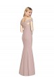 Site de Comprimento Chão Sem Mangas Crepe Esticado Rosa Empoeirado Trombeta Vestidos de Madrinha / Vestidos de Festa
