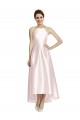 Site de Alto Baixo Sem Mangas Cetim Rosa Linha A Vestidos de Madrinha