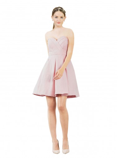 Site de Comprimento Joelho Sem Mangas Cetim Rosa Linha A Vestidos de Madrinha / Vestidos de Cocktail / Vestidos de Homecoming