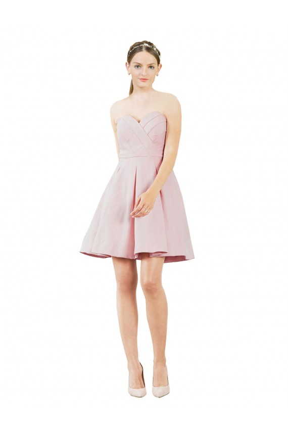 Site de Comprimento Joelho Sem Mangas Cetim Rosa Linha A Vestidos de Madrinha / Vestidos de Cocktail / Vestidos de Homecoming