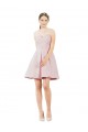 Site de Comprimento Joelho Sem Mangas Cetim Rosa Linha A Vestidos de Madrinha / Vestidos de Cocktail / Vestidos de Homecoming