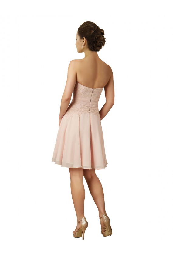 Site de Comprimento Joelho Sem Mangas Chiffon & Renda Rosa Linha A Vestidos de Madrinha / Vestidos de Cocktail