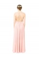Site de Comprimento Chão Sem Mangas Chiffon Rosa Linha A Sem Mangas Cabeçada Vestidos de Madrinha