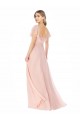 Site de Comprimento Chão Mangas Curtas Chiffon Rosa Linha A Vestidos de Madrinha