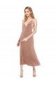 Site de Comprimento Midi Sem Mangas Veludo Elástico Rosa Linha A Vestidos de Madrinha / Vestidos de Festa / Vestidos de Cocktail / Vestidos de Homecoming
