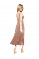 Site de Comprimento Midi Sem Mangas Veludo Elástico Rosa Linha A Vestidos de Madrinha / Vestidos de Festa / Vestidos de Cocktail / Vestidos de Homecoming