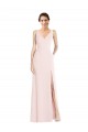 Site de Comprimento Chão Sem Mangas Crepe Esticado Rosa Linha A Vestidos de Madrinha / Vestidos de Festa