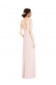 Site de Comprimento Chão Sem Mangas Crepe Esticado Rosa Linha A Vestidos de Madrinha / Vestidos de Festa
