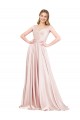 Site de Comprimento Chão Sem Mangas Cetim Rosa Linha A Vestidos de Madrinha / Vestidos de Noite / Vestidos de Festa
