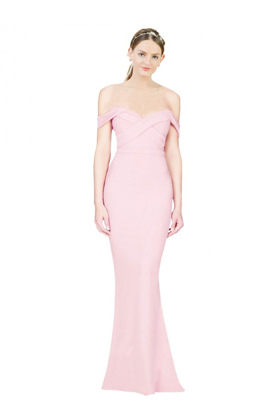 Site de Comprimento Chão Sem Mangas Crepe Esticado Rosa Linha A Sem Mangas Sem alças Vestidos de Madrinha / Vestidos de Noite / Vestidos de Festa
